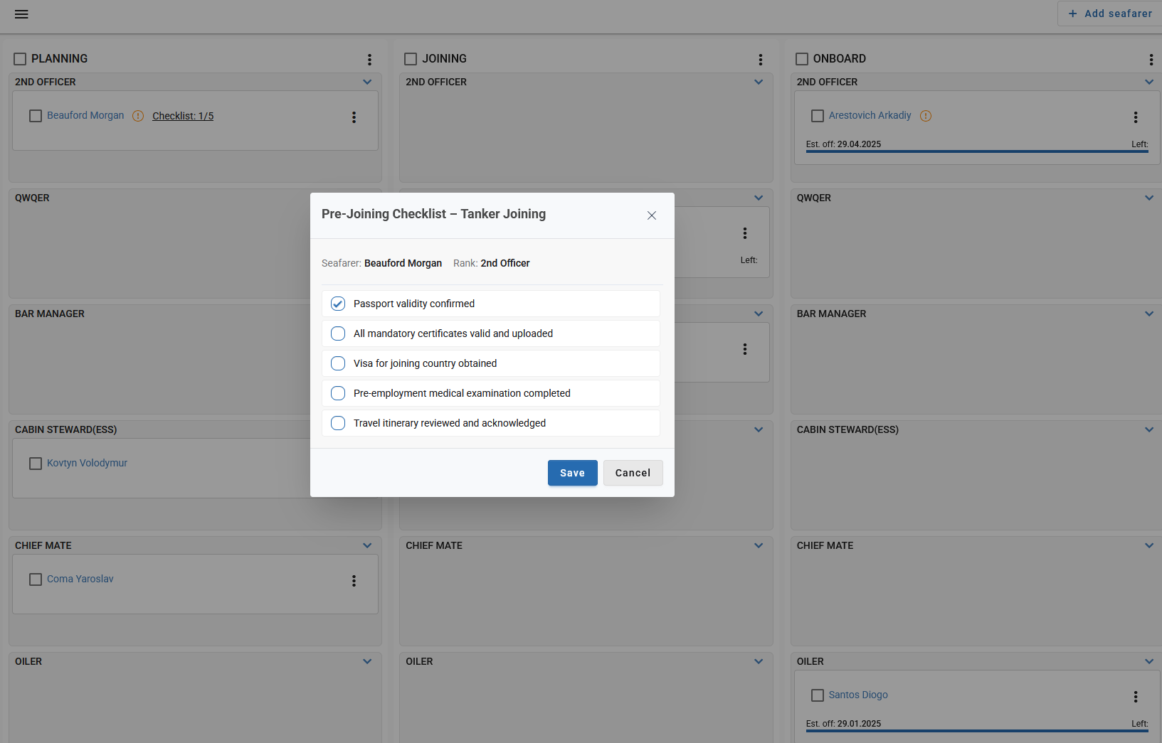 Updating Checklist Progress